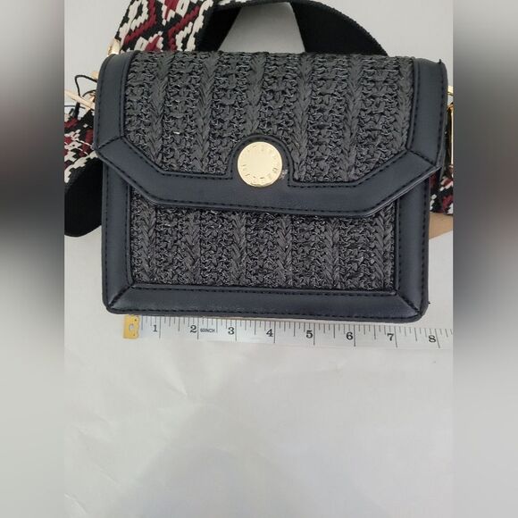 NEW Steve Madden Becho Shoulder Bag Black Leather Aztec Tribal Southwestern - Picture 8 of 9